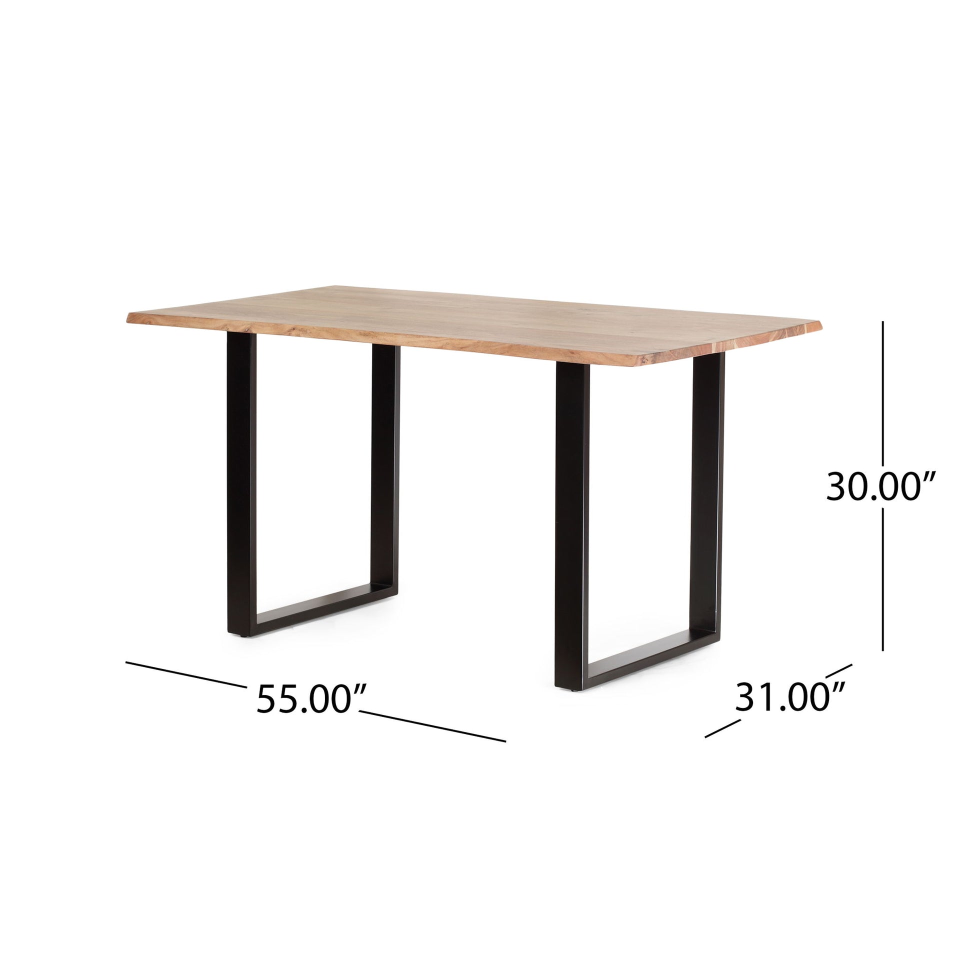 Dining Table With Top And Iron Frame - Natural / Black Noble House