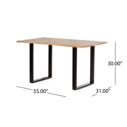 Dining Table With Top And Iron Frame - Natural / Black Noble House