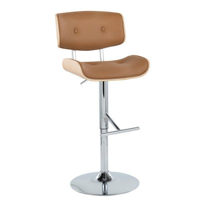Lombardi - Contemporary Adjustable Barstool With Swivel With Straight T Footrest (Set of 2) Lumi Source