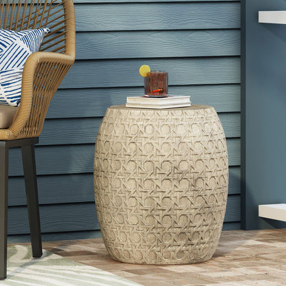 Outdoor Lightweight Concrete Side Table - Antique Yellow Noble House