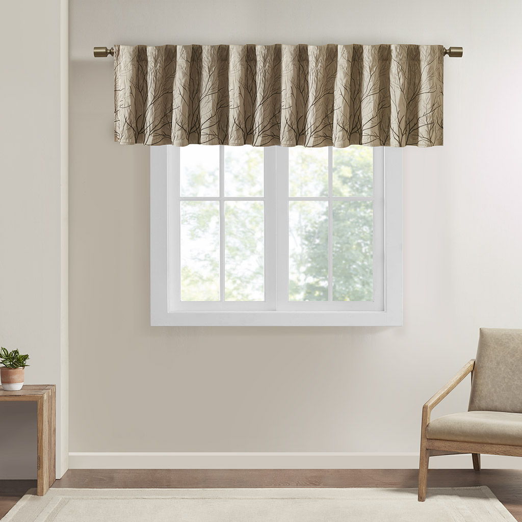 Andora - Embroidered Window Valance - Tan