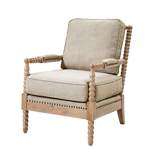 Arm Chair With Open Back Spindle Design, Padded Armrests JLA