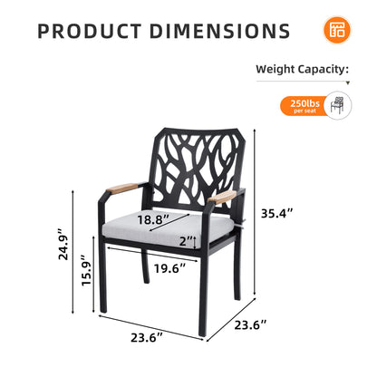 Outdoor Patio Stationary Dining Chairs With Outdoor Grade Sunbrella Cushions, Branch Like Backrest (Set of 2) - Bourbon Brown Life Outside