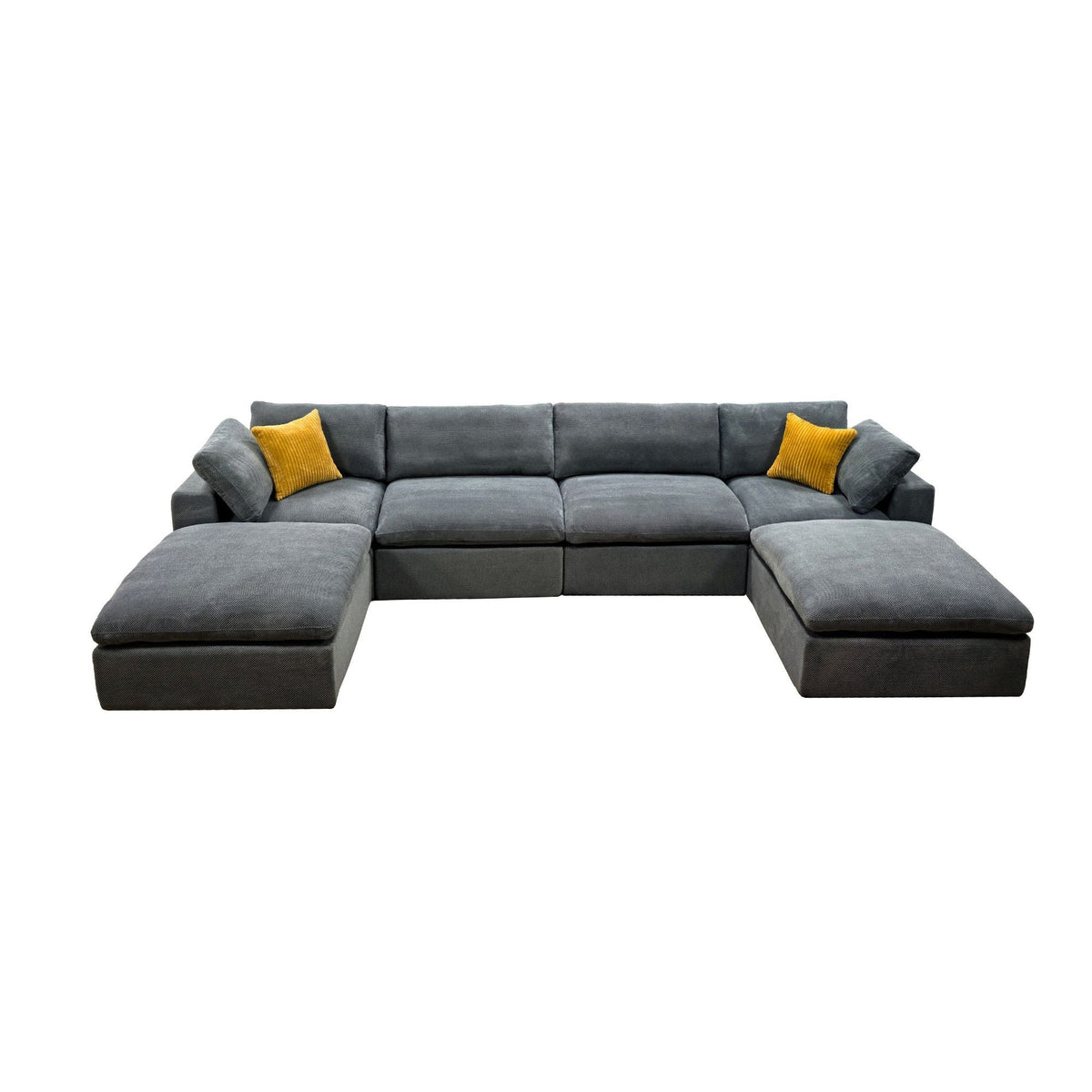 Upholstery Full Compressed Modular Sectional With Toss Pillows - Light Gray Home Essentials