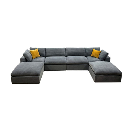Upholstery Full Compressed Modular Sectional With Toss Pillows - Light Gray Home Essentials
