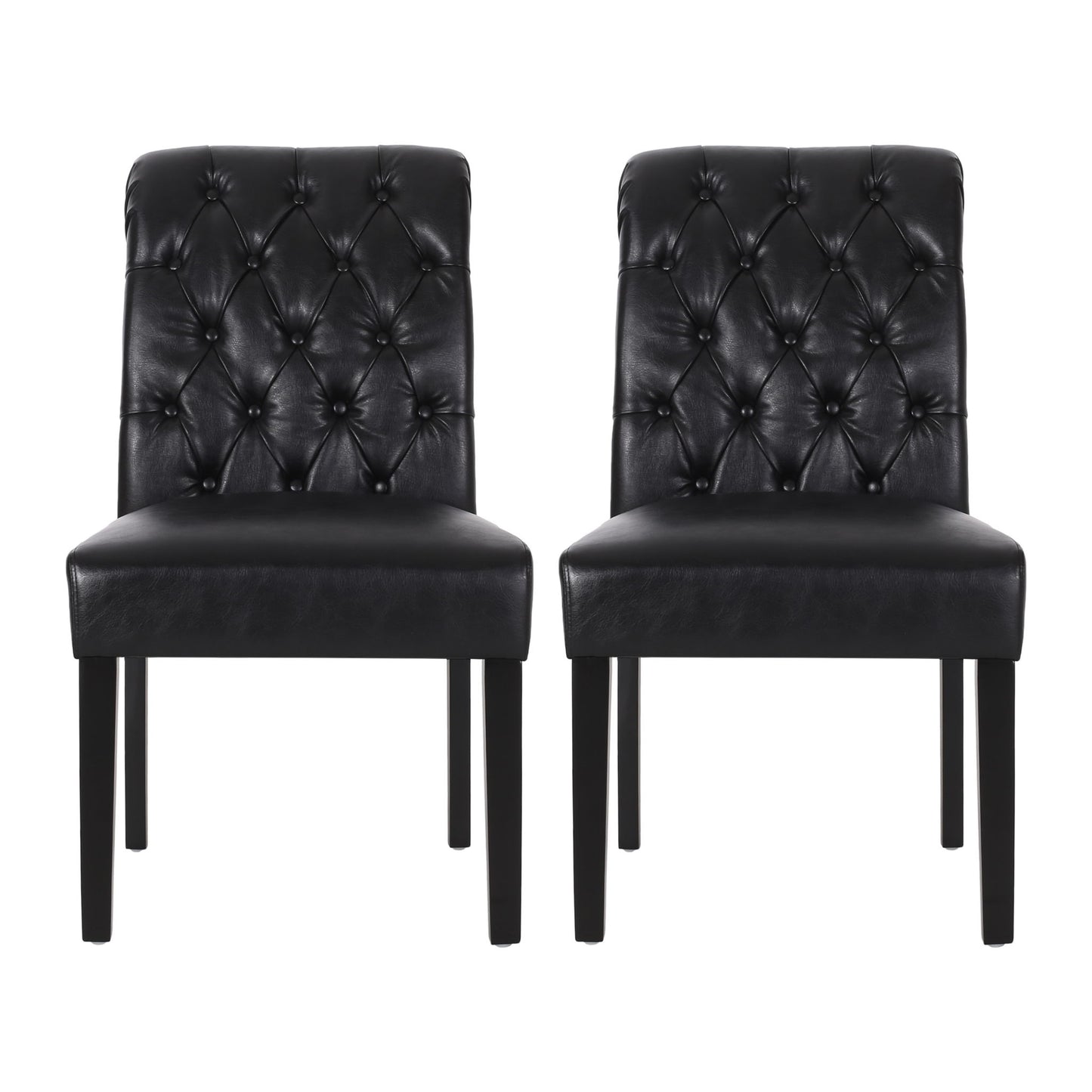 Broxton - Tuft Dining Rolltop Chairs With Button Tufted Backrest (Set of 2) Noble House