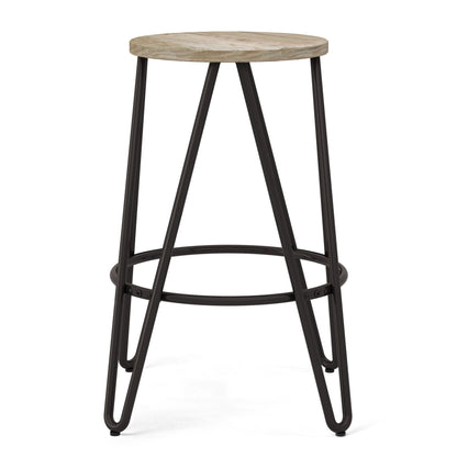 Simeon - Multifunctional Metal Stool With Wood Seat Simpli-Home