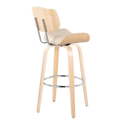 Lombardi - Mid Century Modern Fixed Height Barstool With Swivel With Round Footrest (Set of 2) Lumi Source