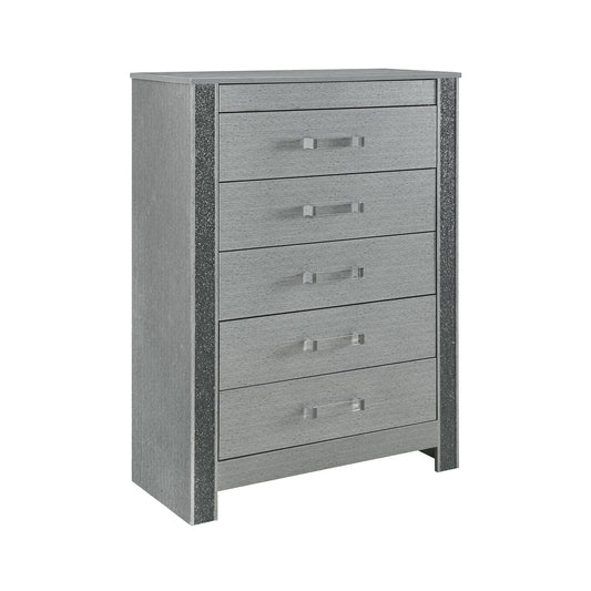 Lorenzo - Chest With Hidden Jewelry Compartment And Bar Handle - Silver Global Furniture USA