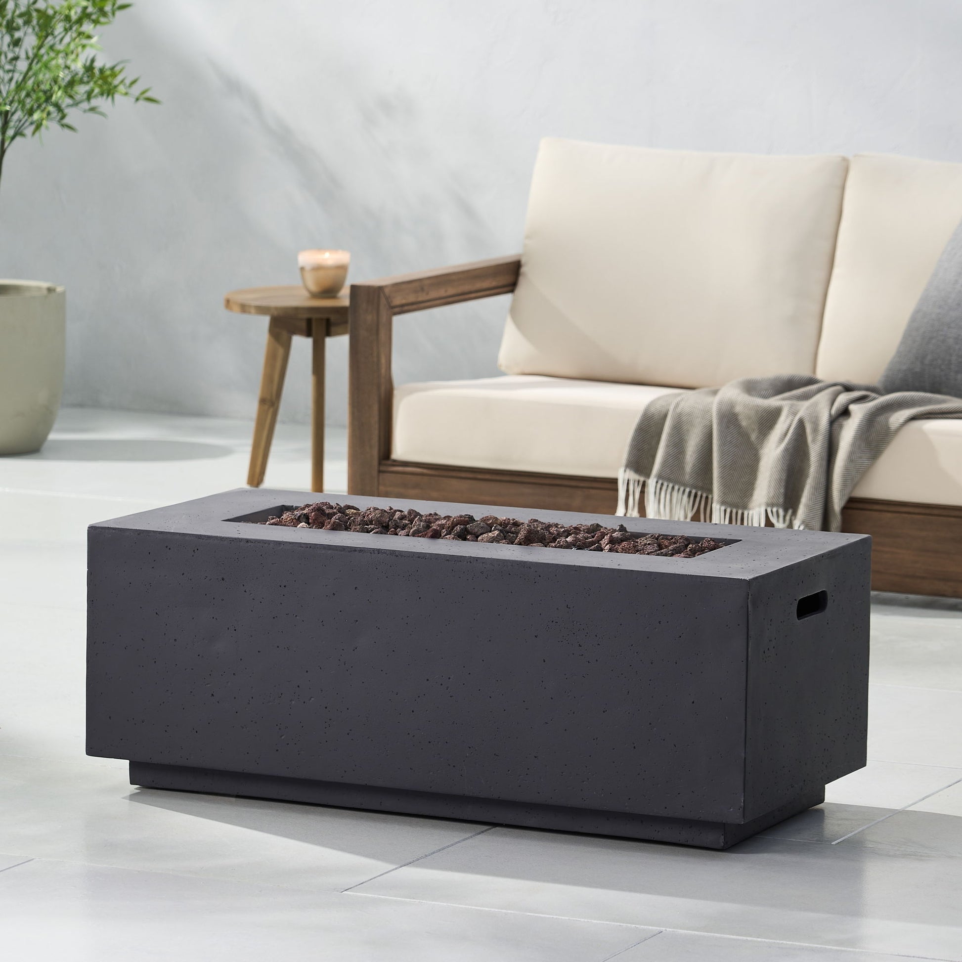 Contemporary Outdoor 40,000 Btu Propane Fire Pit Noble House