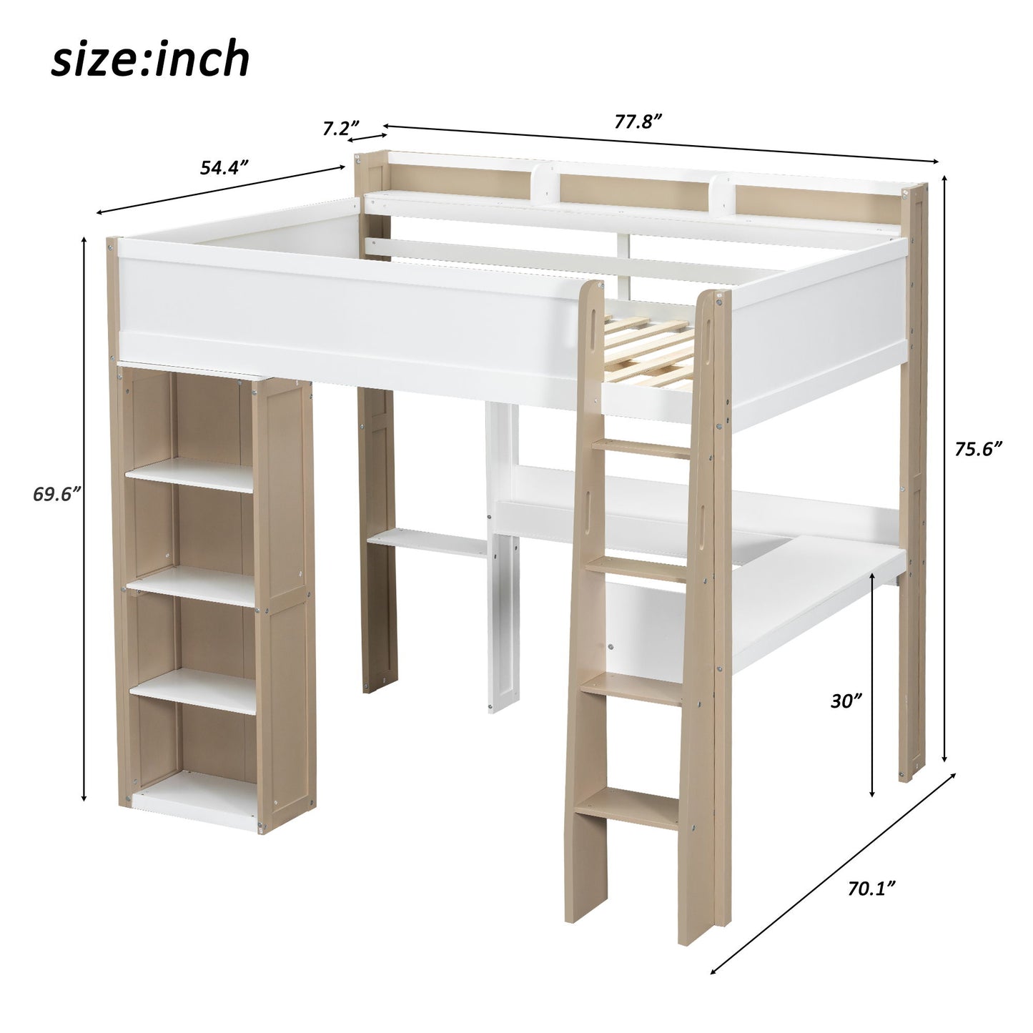 Loft Bed With Built In Storage Shelves, Clothes Rail, And Desk Hearth and Haven