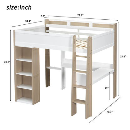 Loft Bed With Built In Storage Shelves, Clothes Rail, And Desk Hearth and Haven
