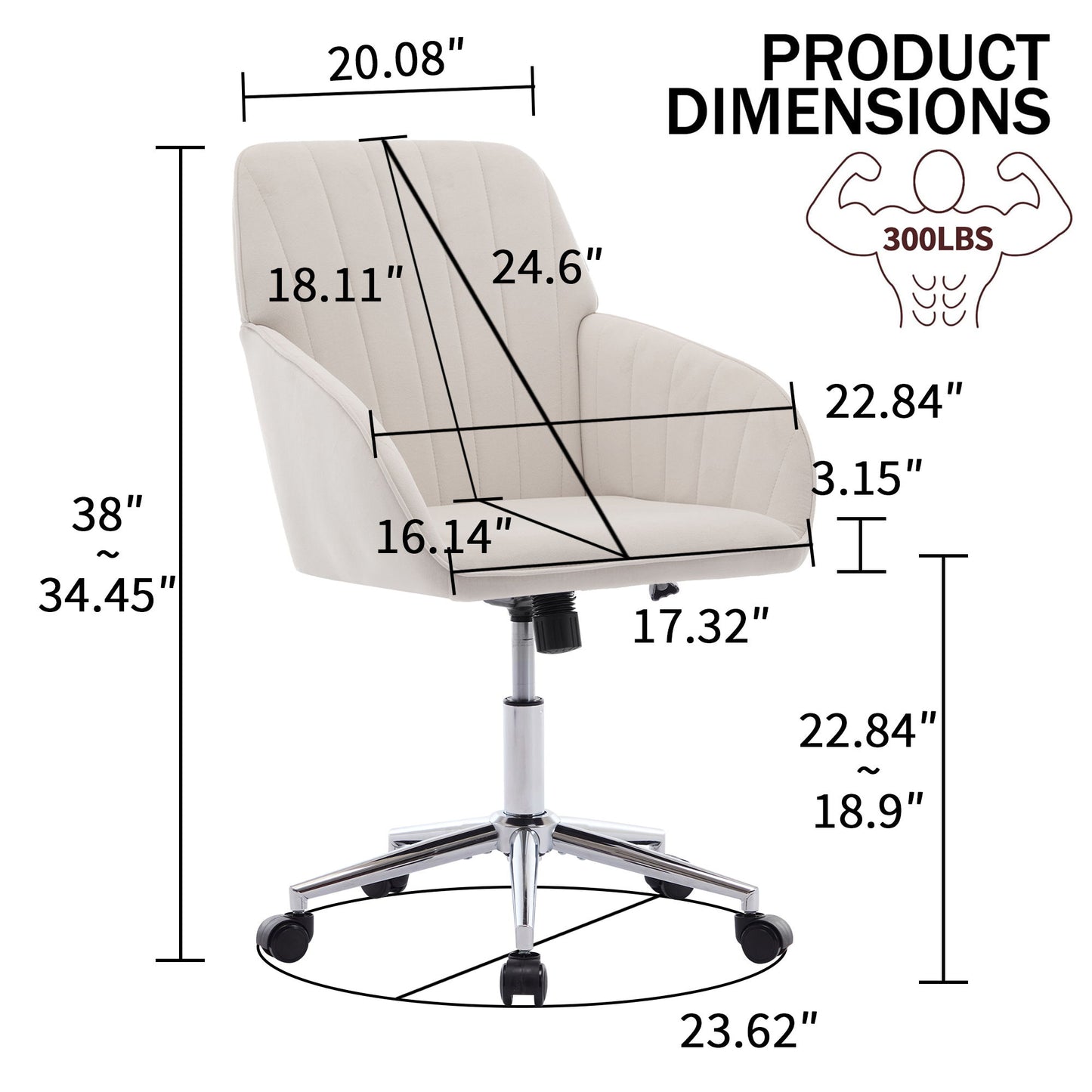 Adjustable Ergonomic Office Chair, Swivel Backrest Seat Home Essentials