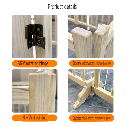 8 Panel Wooden Freestanding Dog Gate, Step Over Indoor Pet Fence For Doorways And Stairs - Natural Wood Daily Nest