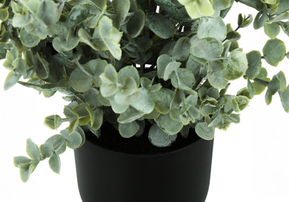 11" Tall, Artificial Plant, Eucalyptus Grass, Indoor, Faux, Fake, Table, Greenery, Potted, Decorative (Set of 2) - Green / Black 8th Street
