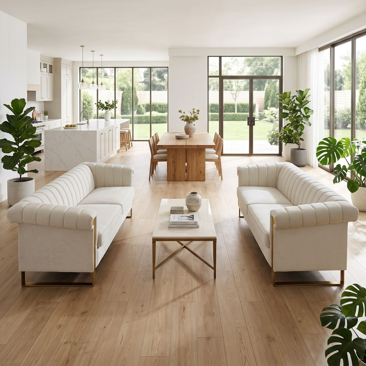 2 Piece Sofa Set With Tufted Back And Deep Seating Home Essentials