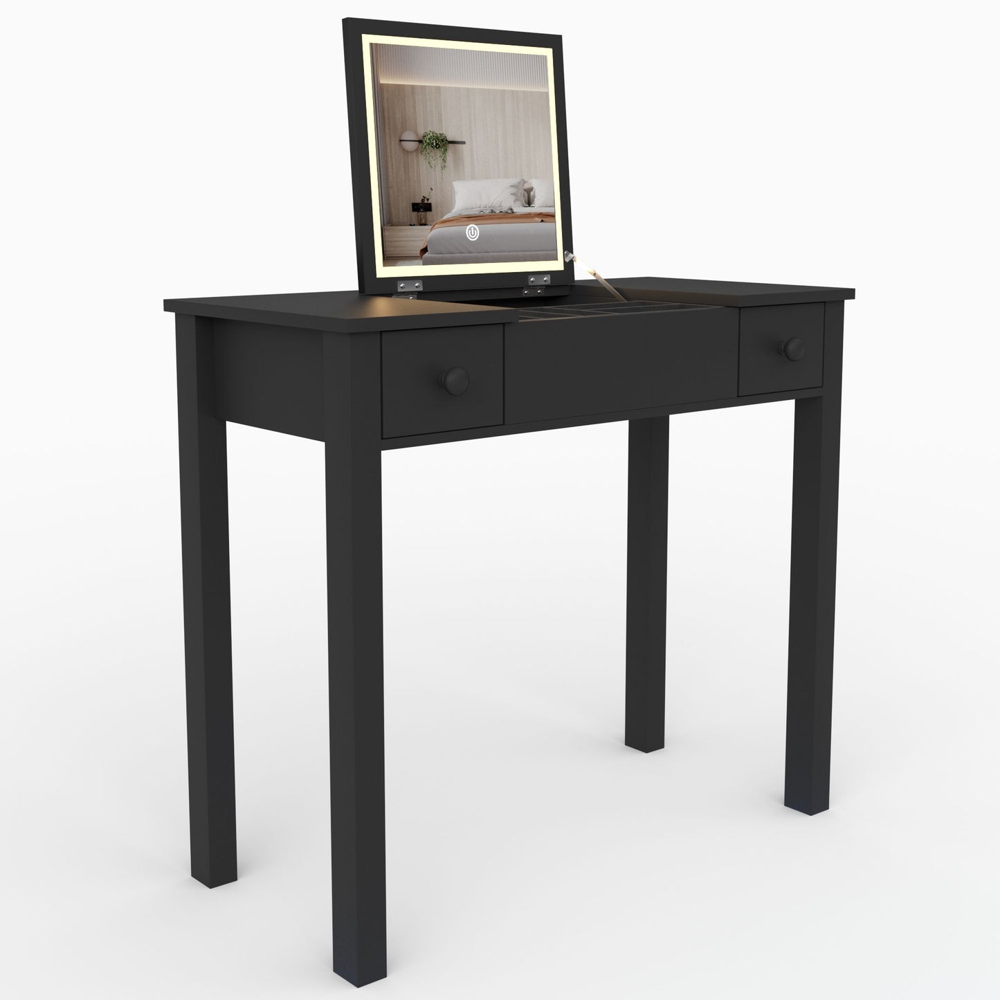 Vanity Table With LED Lights, Flip-Top Mirror And 2 Drawers, Jewelry Storage Home Essentials