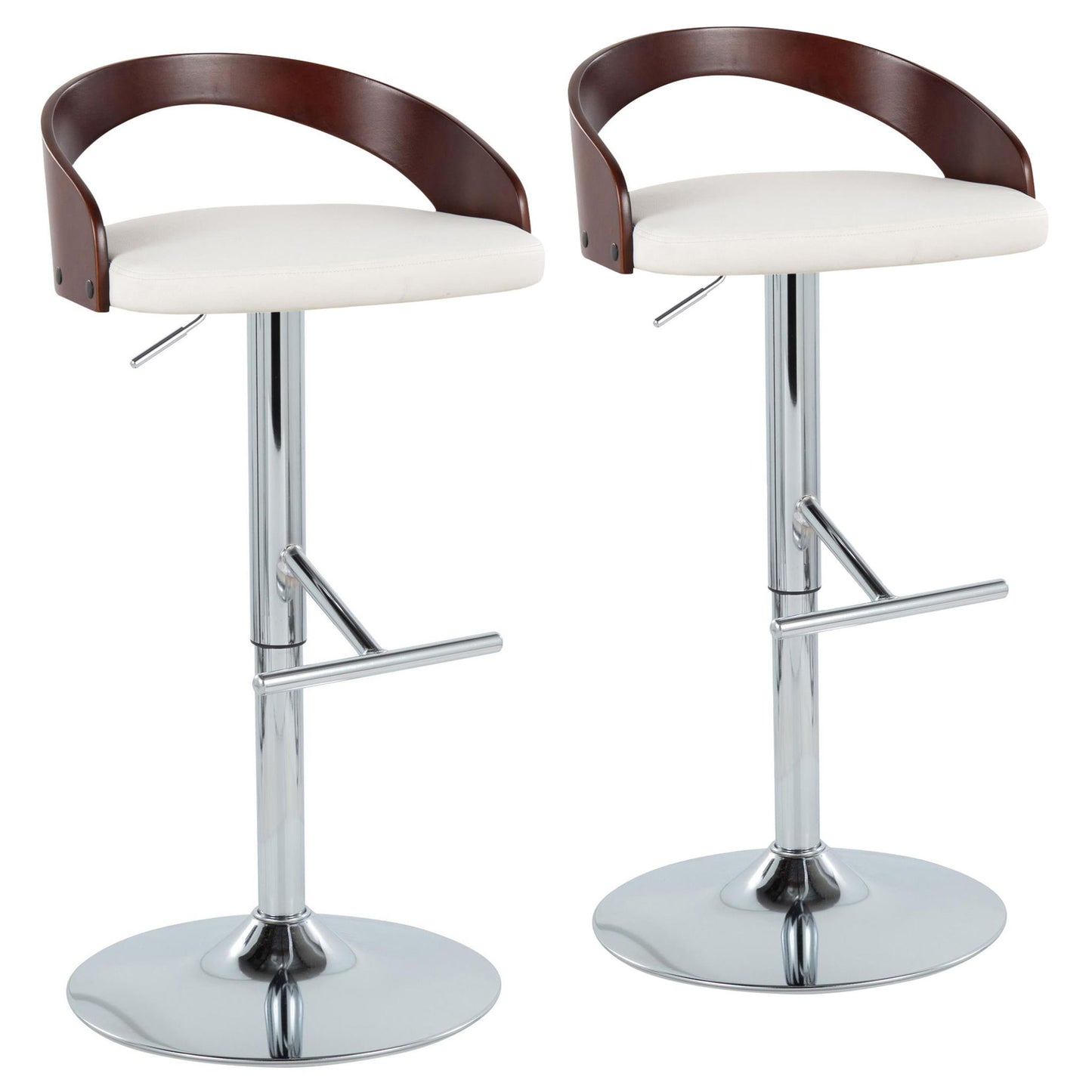 Grotto - Contemporary Adjustable Height Barstool With Swivel With Straight T Footrest (Set of 2) Lumi Source