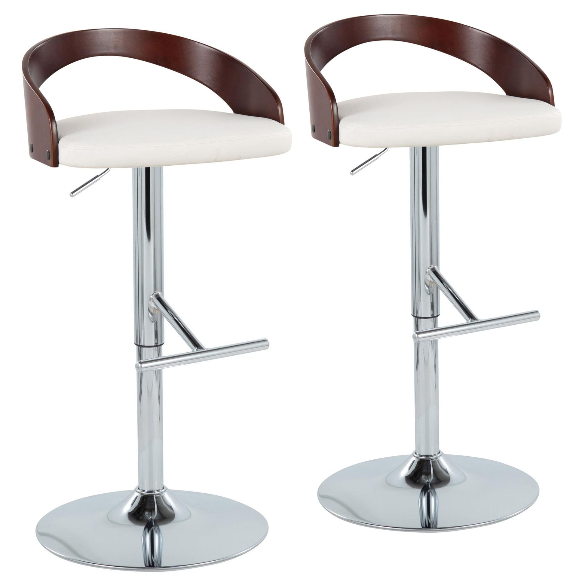 Grotto - Contemporary Adjustable Height Barstool With Swivel With Straight T Footrest (Set of 2) Lumi Source