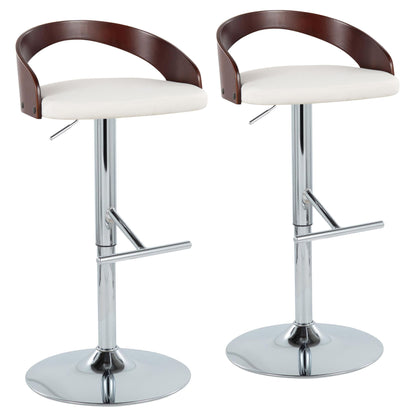 Grotto - Contemporary Adjustable Height Barstool With Swivel With Straight T Footrest (Set of 2) Lumi Source