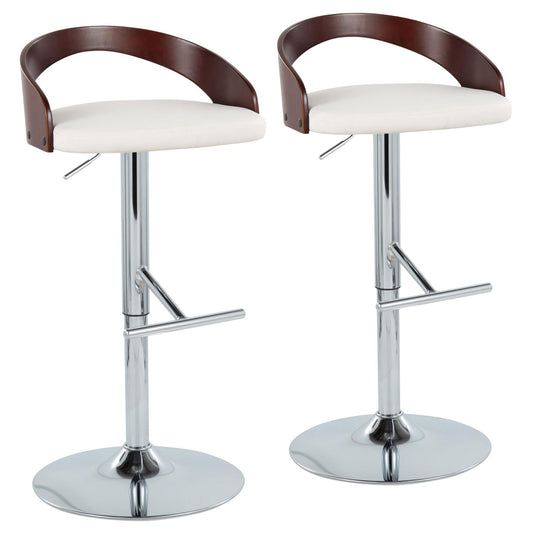 Grotto - Contemporary Adjustable Height Barstool With Swivel With Straight T Footrest (Set of 2) Lumi Source