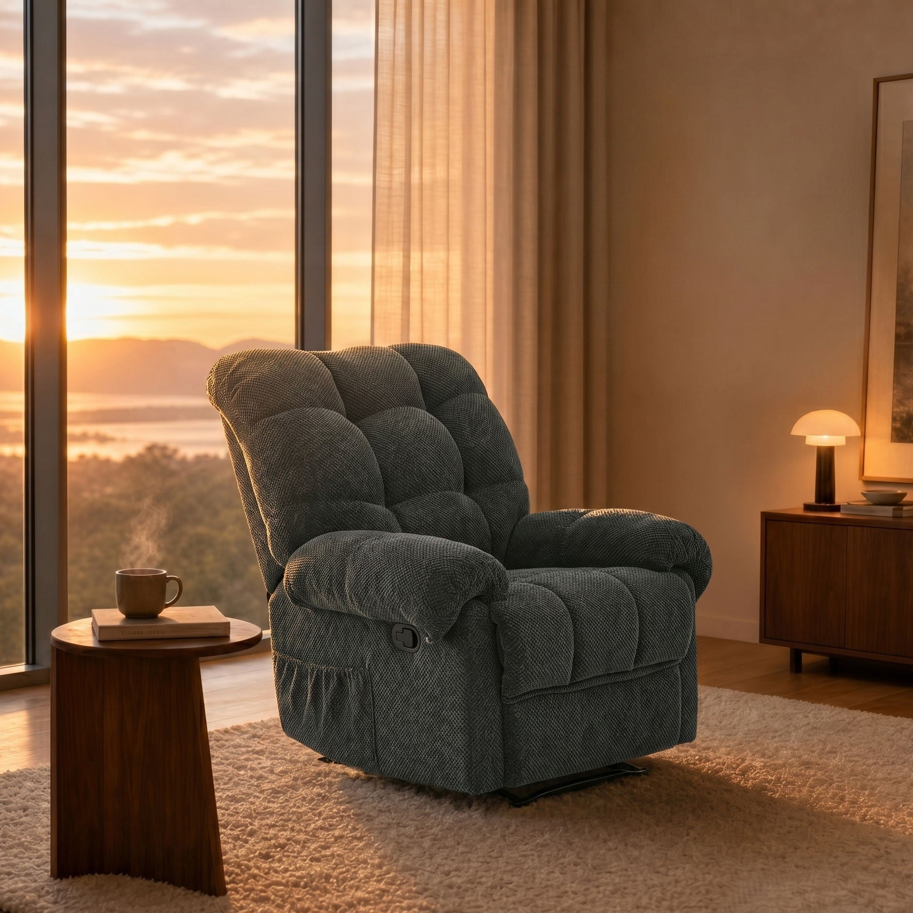Manual Recliner, Padded Footrest Home Essentials