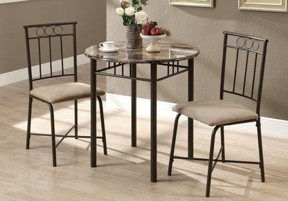 3 Pieces Dining Table Set, Small, Round, Contemporary & Modern 8th Street