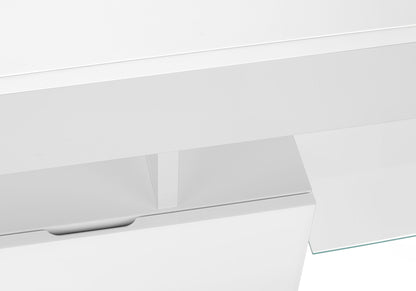 TV Stand, Console, Media Entertainment Center, Storage Cabinet, Glossy Contemporary & Modern - White 8th Street