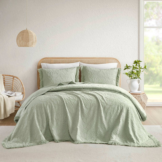 Willow - 3 Piece Queen Bedspread Set - Sage Madison Park