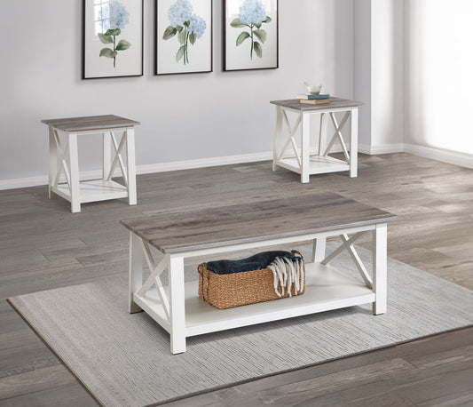 Thelma - 3 Piece Cocktail Set - White / Light Brown Crown Mark