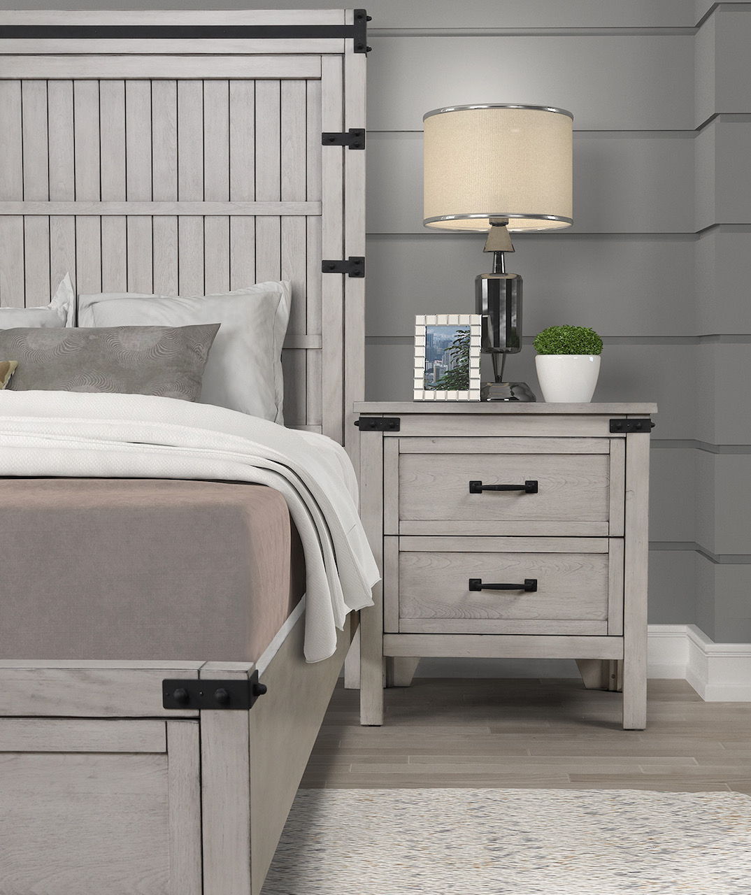 Alexandria - Nightstand, Mountain Mist Finish - Gray