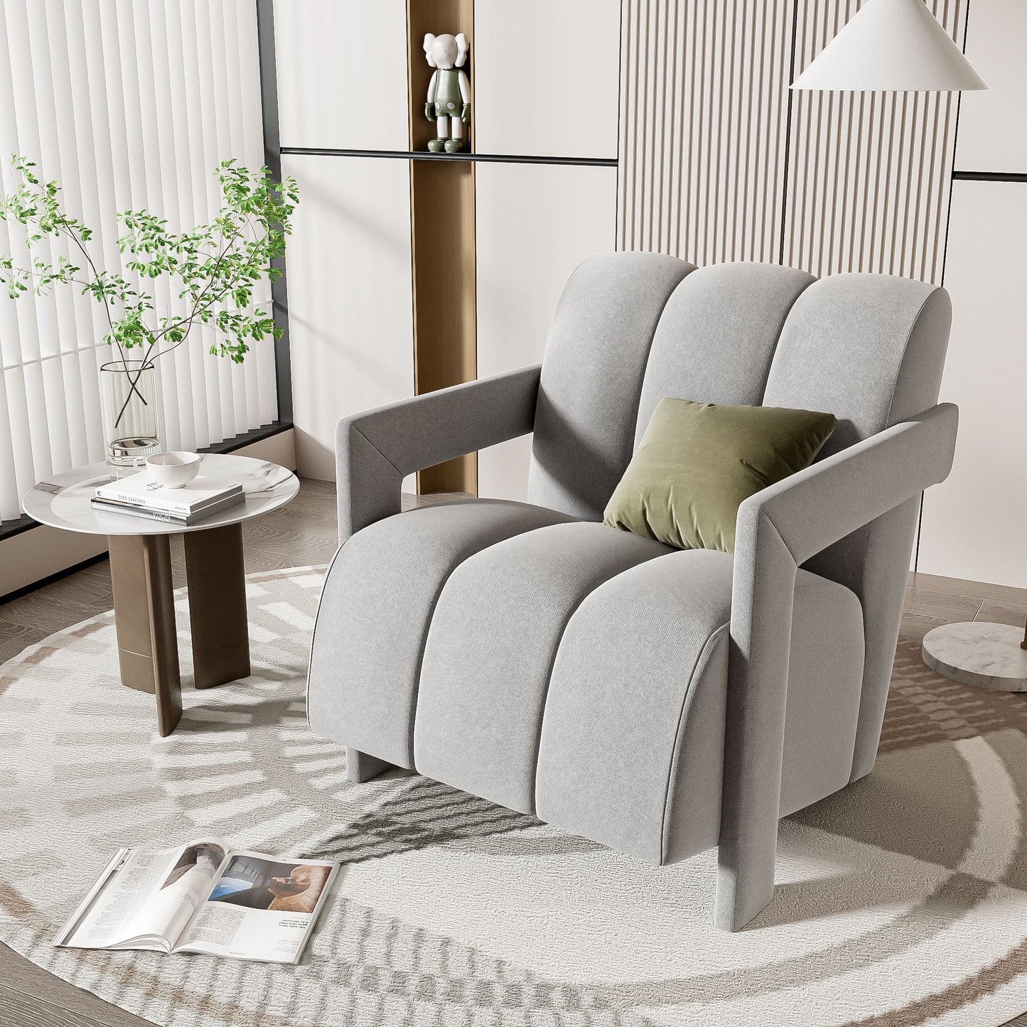 Modern Minimalist Leisure Armchair With L Shaped Armrests Hearth and Haven
