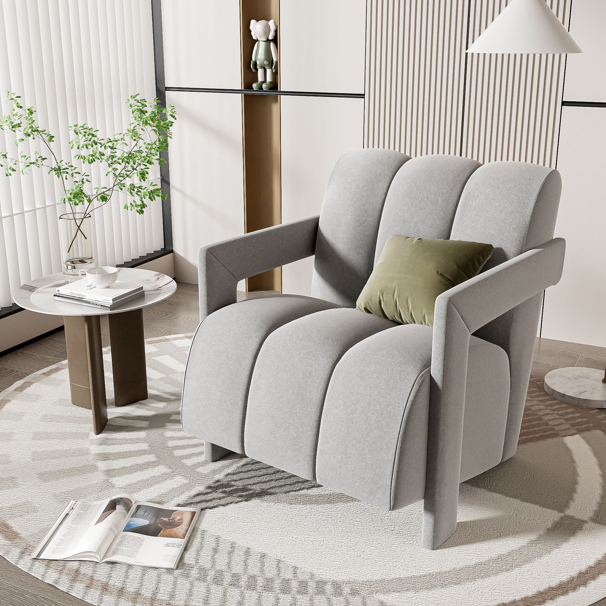 Modern Minimalist Leisure Armchair With L Shaped Armrests Hearth and Haven