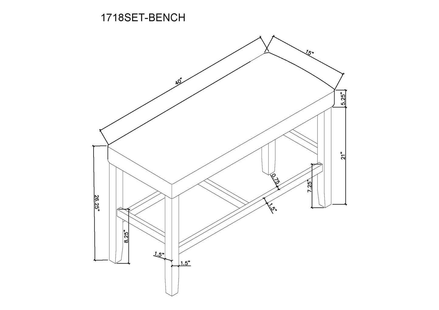 Marbel - Counter Height Bench - Dove Crown Mark