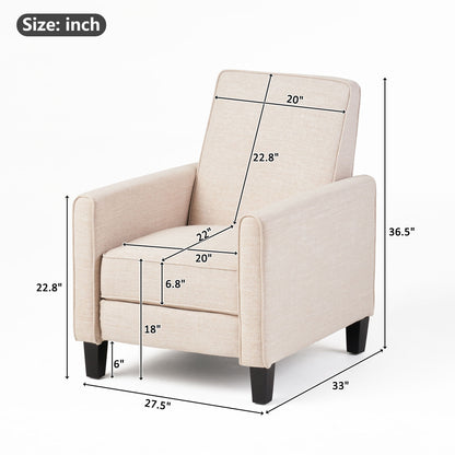 Upholstered Push Back Recliner Chair For Living Room Noble House