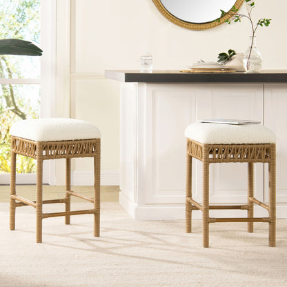 Lucia - Backless Upholstered Counter Stool With Frame - Ivory White Jennifer Taylor Home
