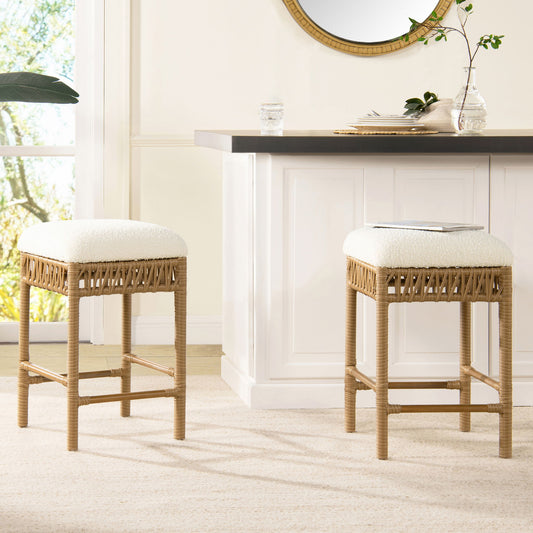 Lucia - Backless Upholstered Counter Stool With Frame - Ivory White Jennifer Taylor Home