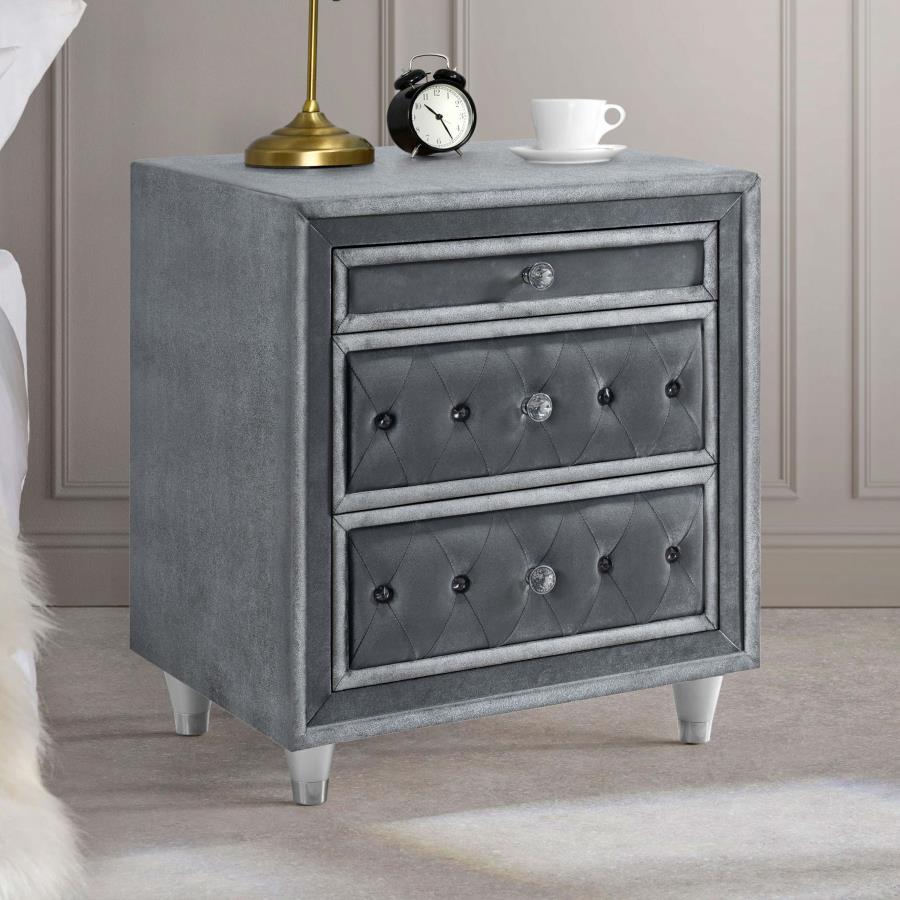 Antonella - Upholstered 3-Drawer Nightstand