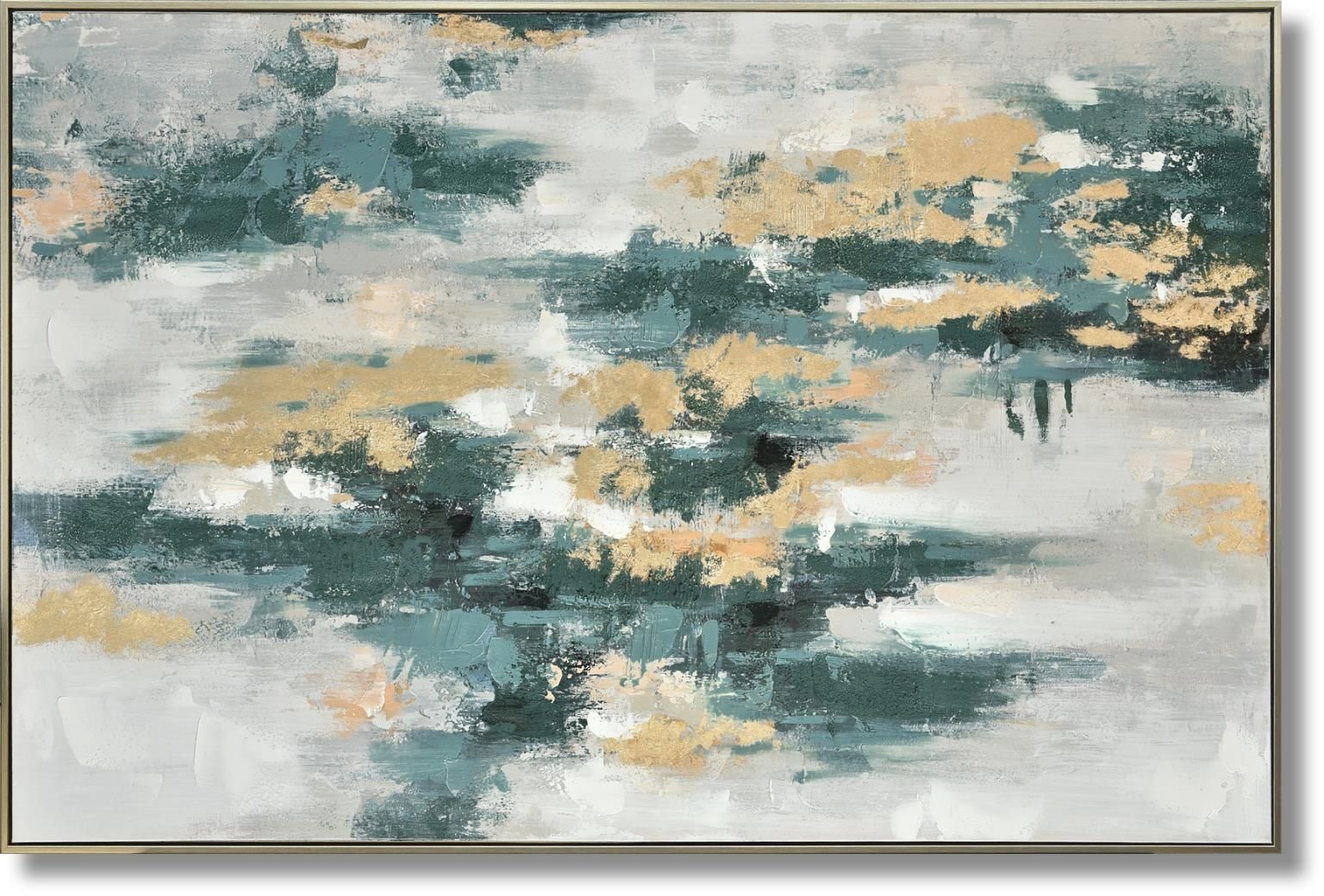 Verdant Gold Drift - 39" x 59" Framed Wall Art Classy Living