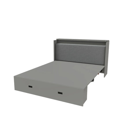 Murphy Bed With Storage Drawers And Charging Cabinet, Foldable Panels, Swivel Wheels Home Essentials