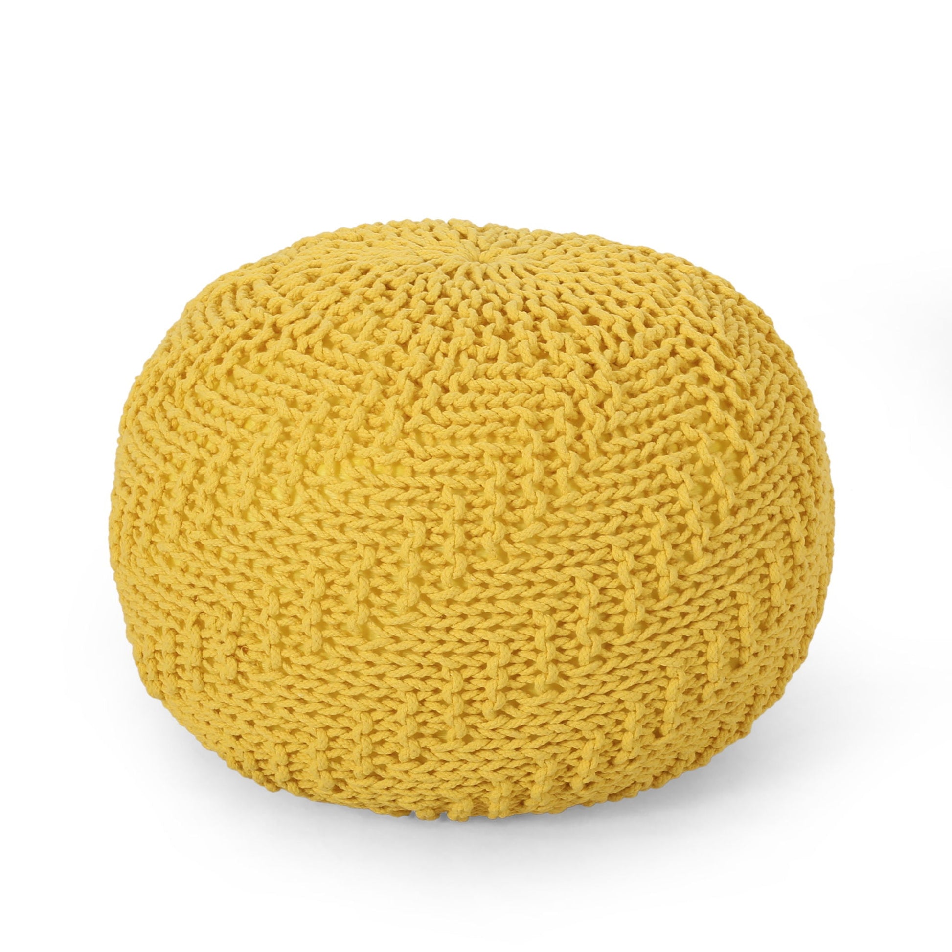 Bordeaux - Knitted Cotton Round Pouf Ottoman Home Essentials