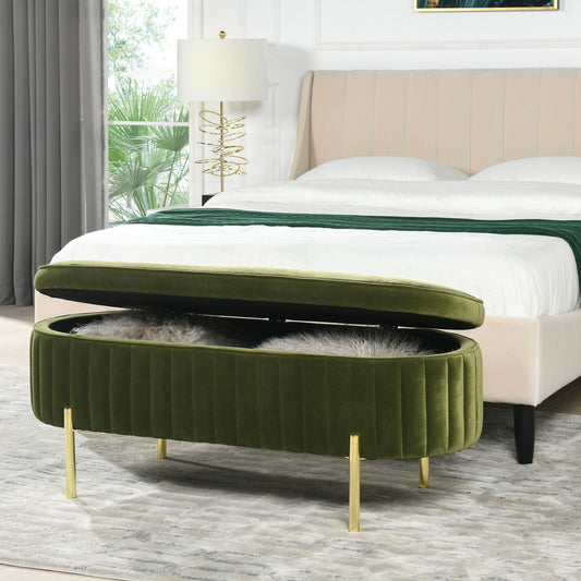 Chloe - Modern Glam Storage Bench - Olive Green Jennifer Taylor Home