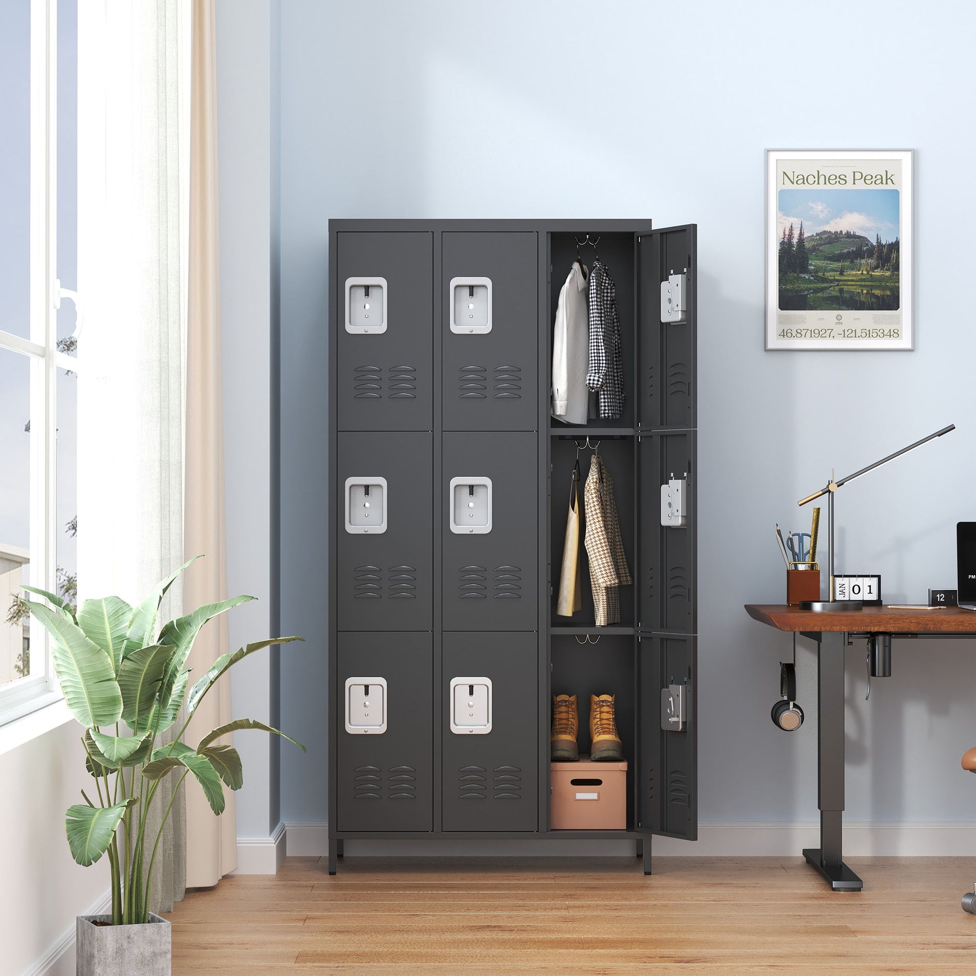 9 Door Lockers With Lock For Secure Storage And - Black Home Essentials