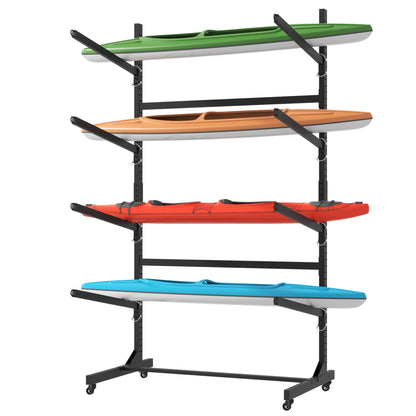 Freestanding Kayak Storage Rack With Lockable Wheels For Kayak, Canoe, Sup & Surfboard Daily Nest