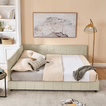 Mid-Century Storage Upholstered Tufted Bed Frame With Backrest And Armrests Home Essentials