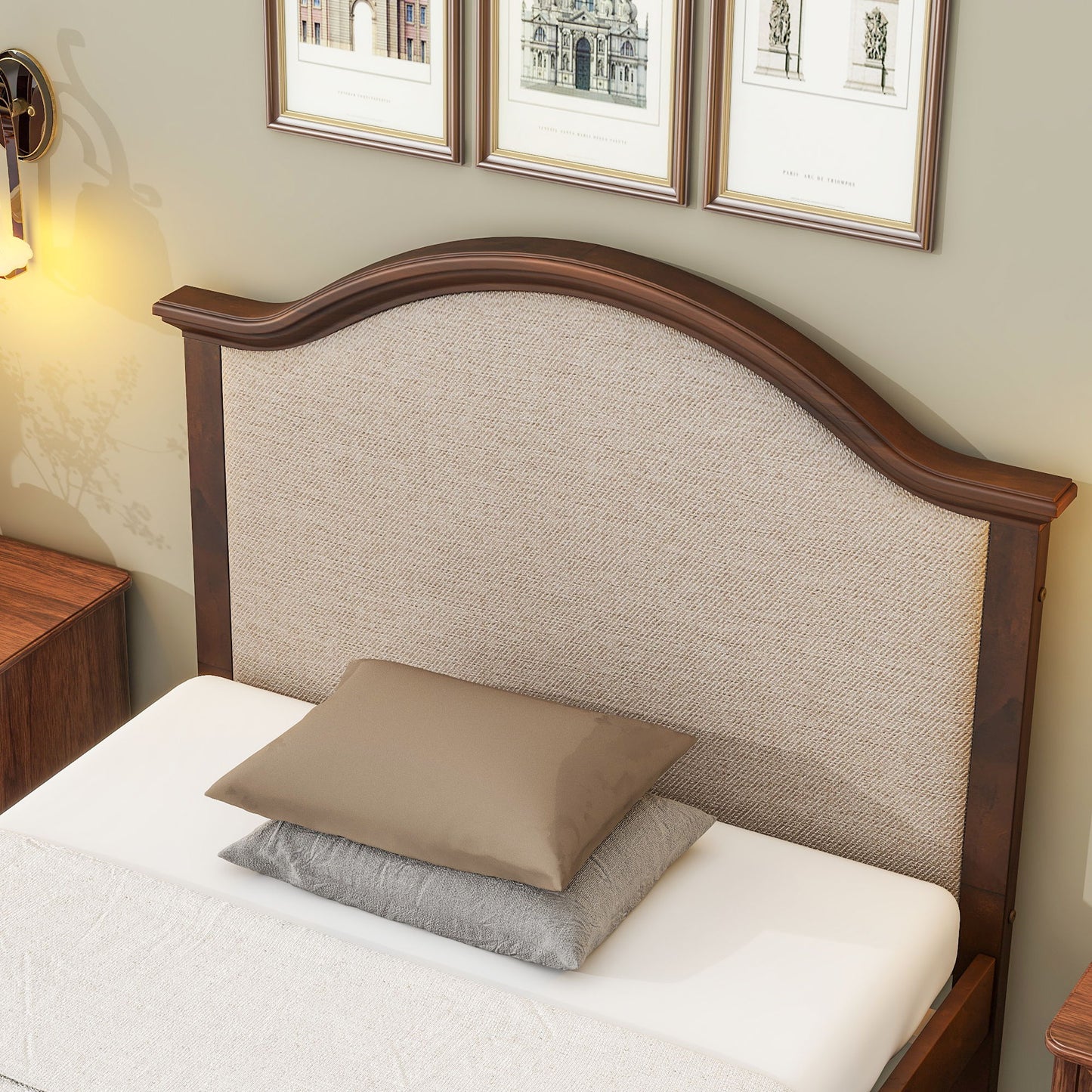 Bed With Upholstered Headboard And Footboard, With Slats