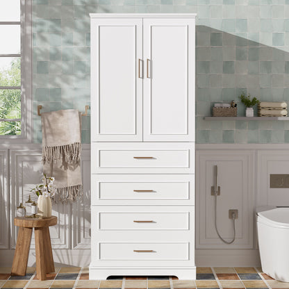 Freestanding Bathroom Cabinet With 3 Drawers, Adjustable Shelf, Soft Close Doors Hearth and Haven