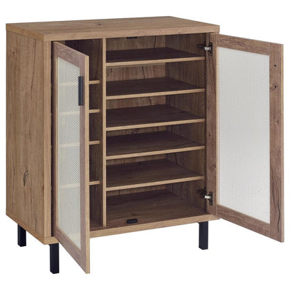 Teller - 2-Door Shoe Storage Cabinet - Natural Oak Coaster Fine Furniture