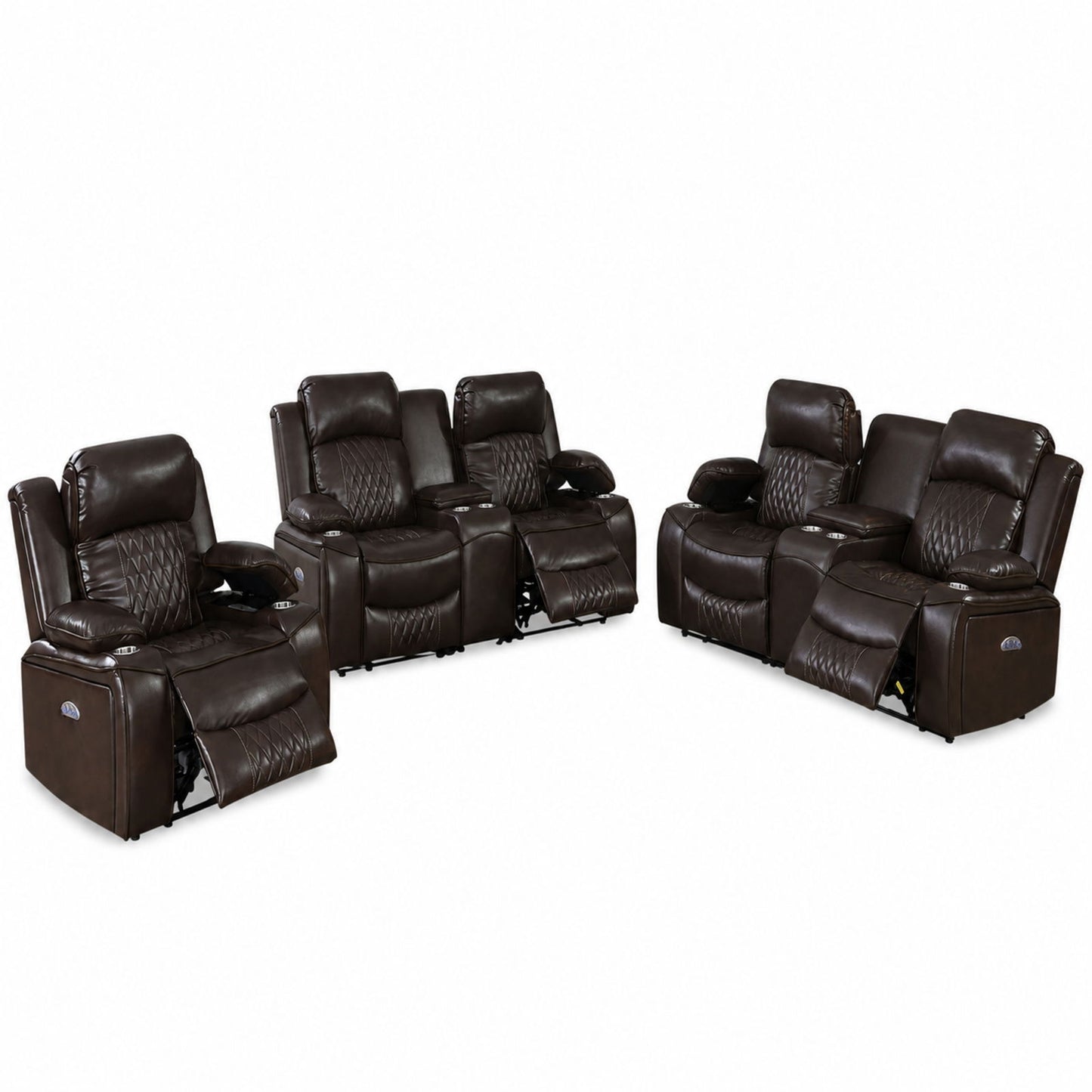 Power Motion Living Room Set With USB Port, Adjustable Headrest, Cup Holder Home Essentials