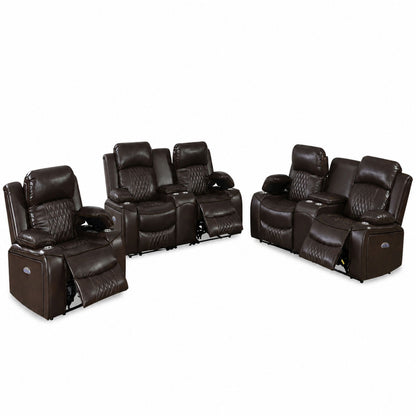 Power Motion Living Room Set With USB Port, Adjustable Headrest, Cup Holder Home Essentials